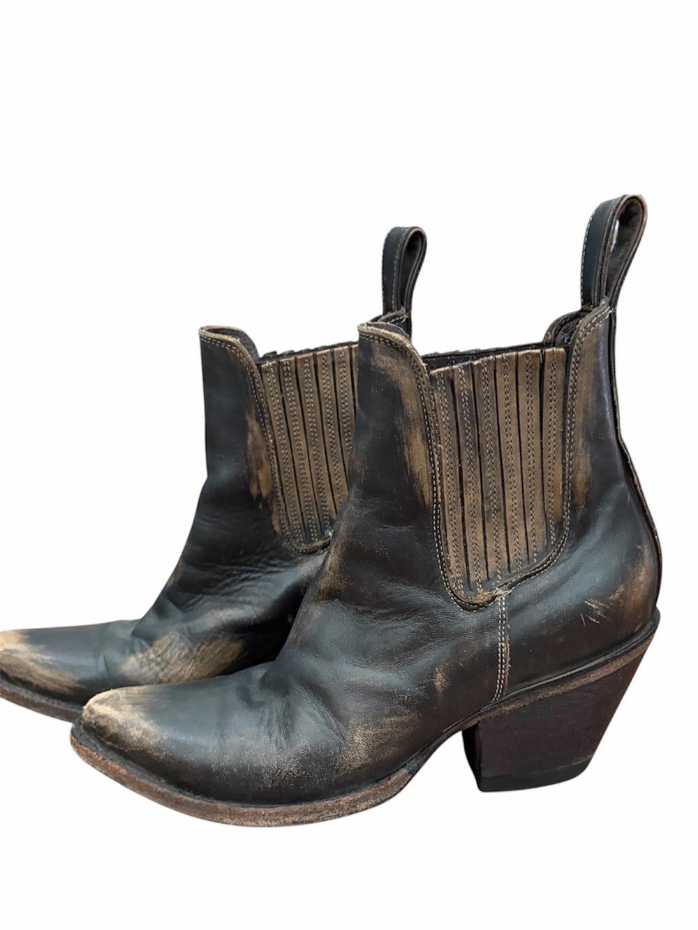Mexicana Estudio Distressed Western Chelsea Boots Black Brown Size 6